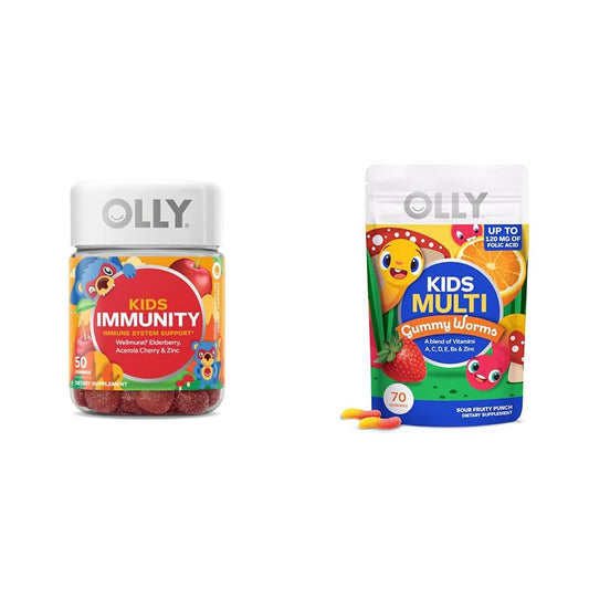 Gomitas inmunidad para niños OLLY - frasco y paquete