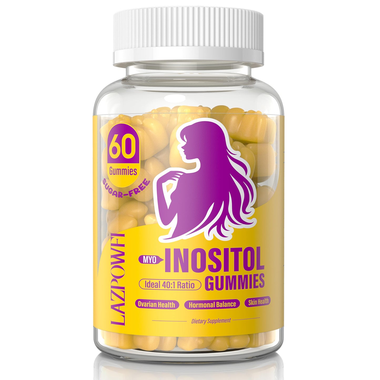 Paquete de gomitas Lazpowfi con inositol y vitaminas para soporte nutricional