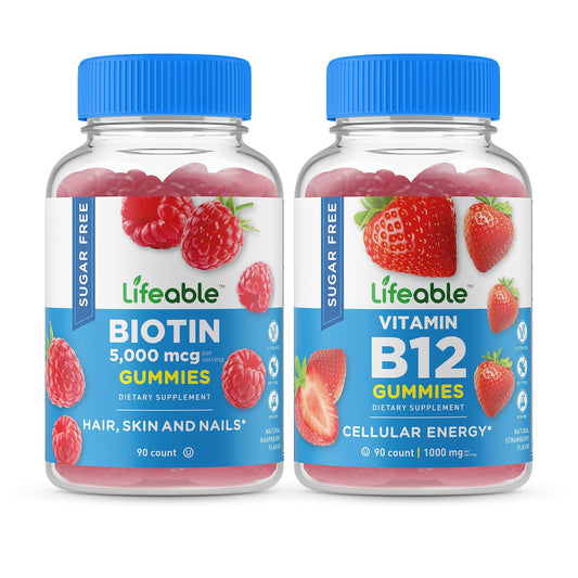 Gomitas Lifeable sin azúcar biotina y vitamina b12 masticables