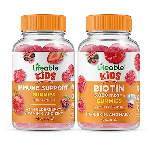 Conjunto de gomitas Lifeable soporte inmunológico y biotina niños