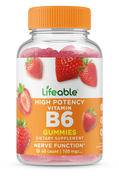 Gomitas Lifeable vitamina B6 100mg y D 10000 UI sabor natural