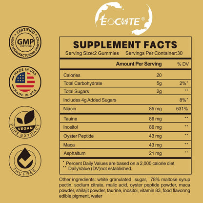 Gomitas de maca y shilajit puro del Himalaya para mejor salud física