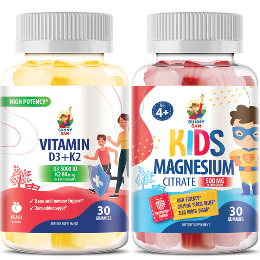 gomitas magnesio 500mg vitamina d3 k2 sunny sam sabor frambuesa