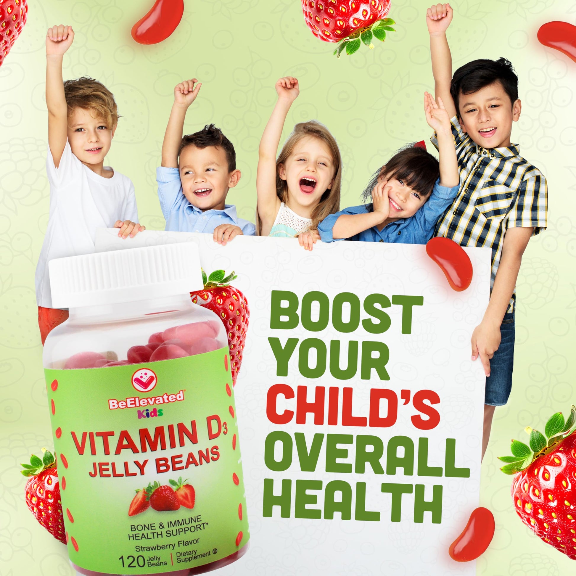 Gomitas masticables multivitaminas para niños BeElevated sabor fresa