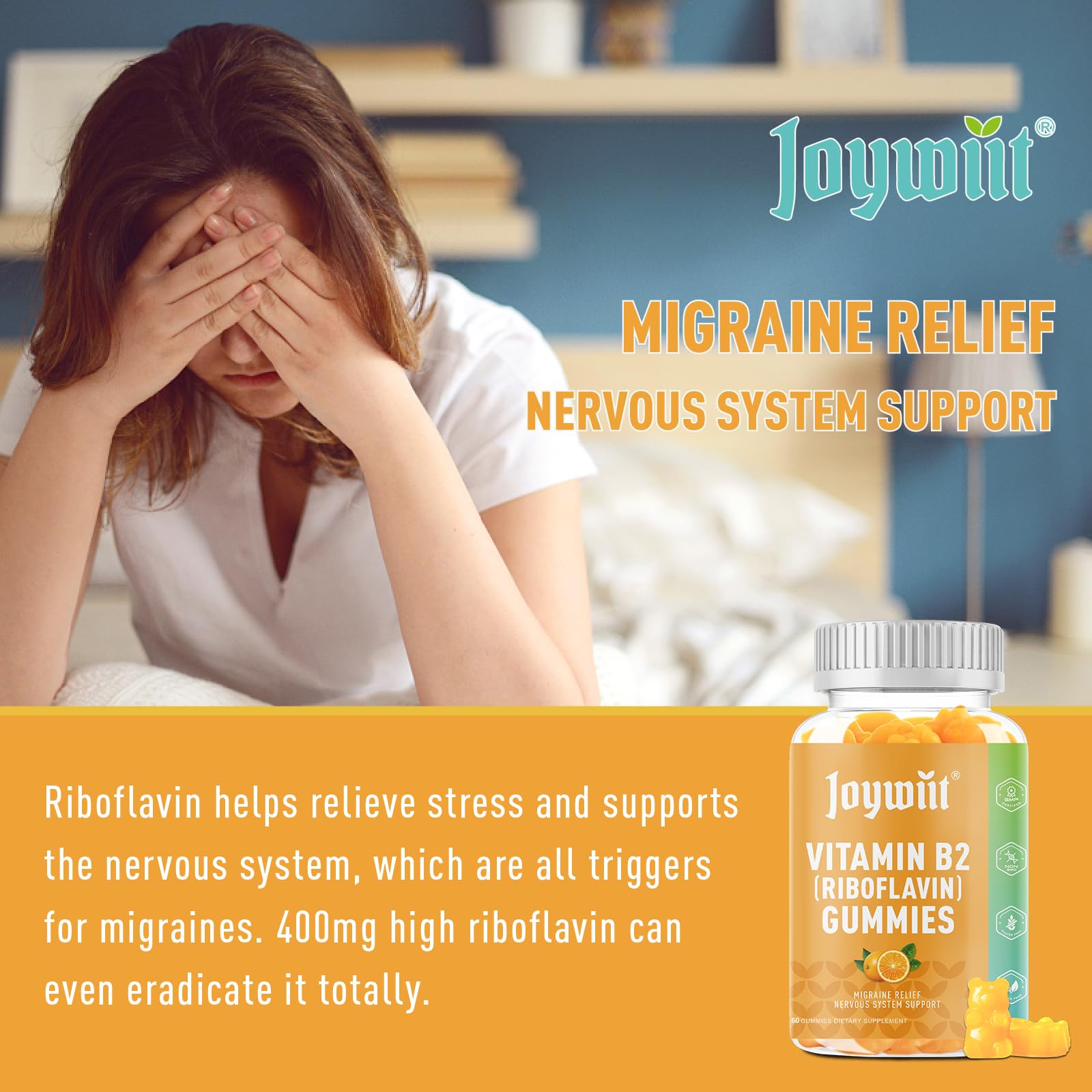 Gomitas masticables vitamina b2 riboflavina 400mg Joywiit