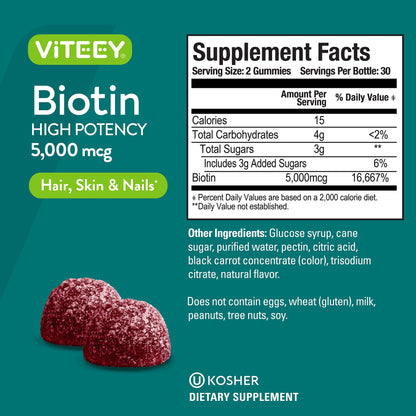 Gomitas masticables Viteey biotina para piel y uñas saludables