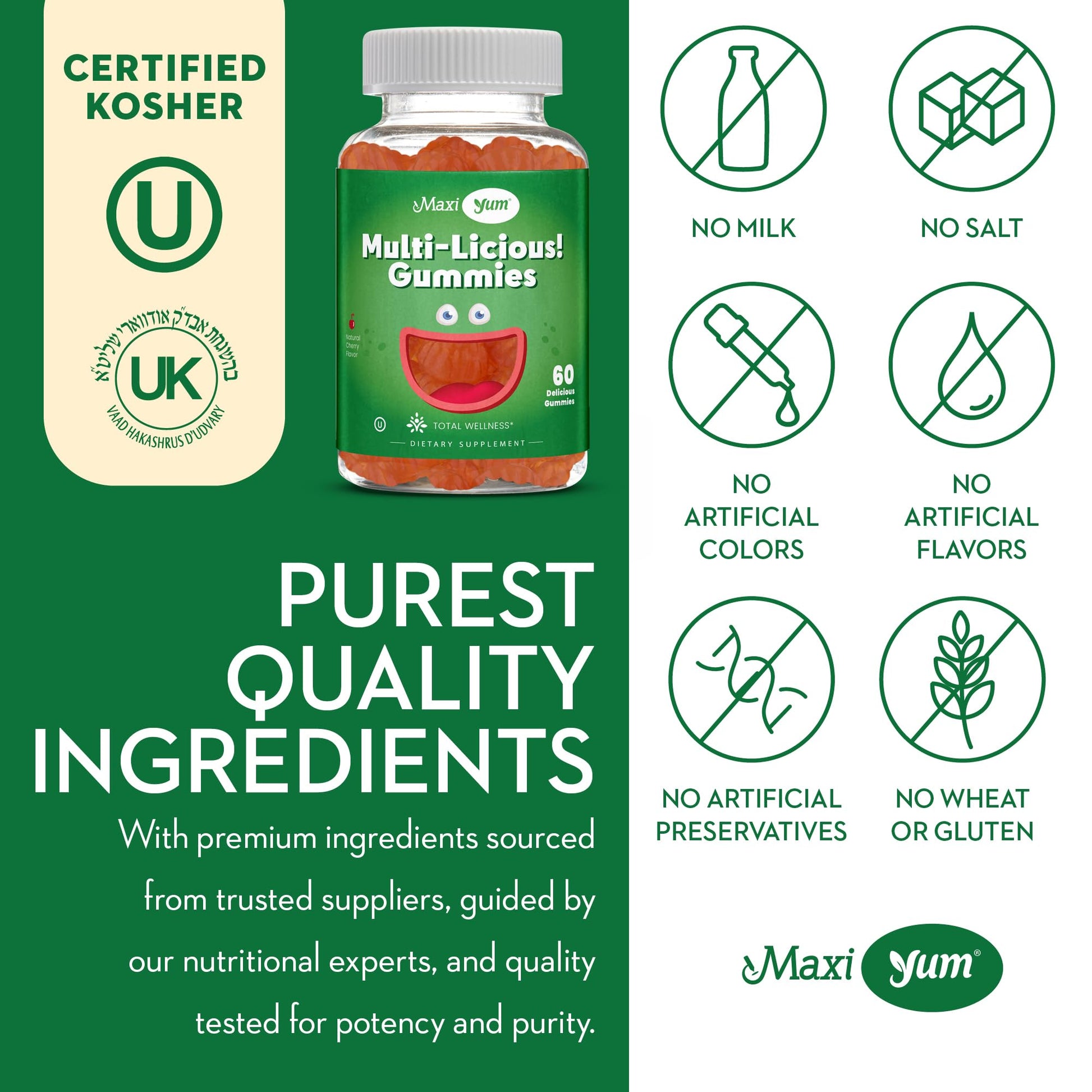 Gomitas Maxi Health certificadas Kosher y de calidad pura