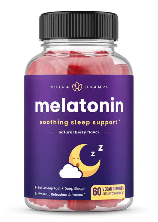 Gomitas de melatonina NutraChamps sabor baya en envase