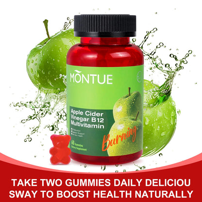 Gomitas Montue presentadas con sabor manzana y sin gelatina.