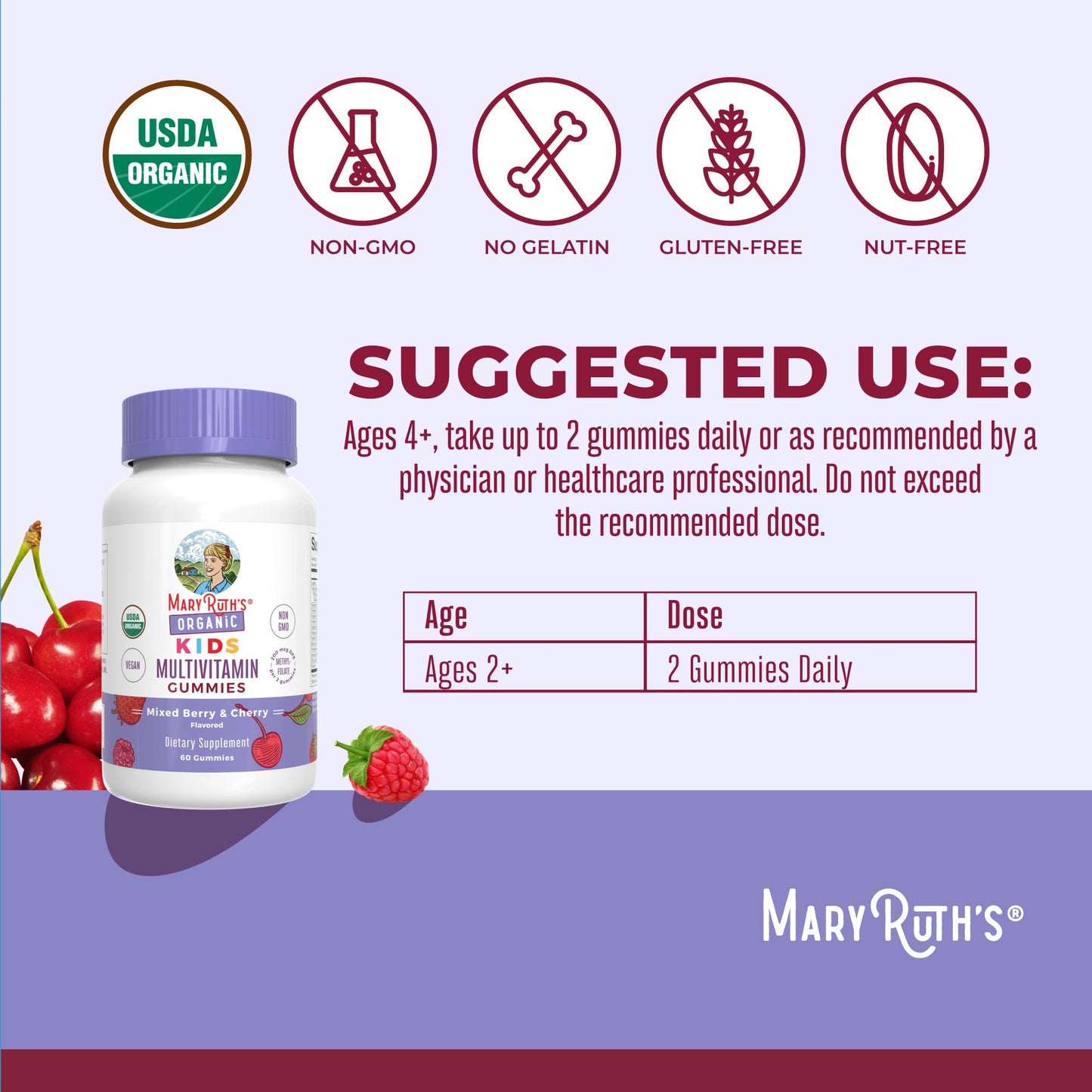 Gomitas multivitamínicas frambuesa y cereza para niños