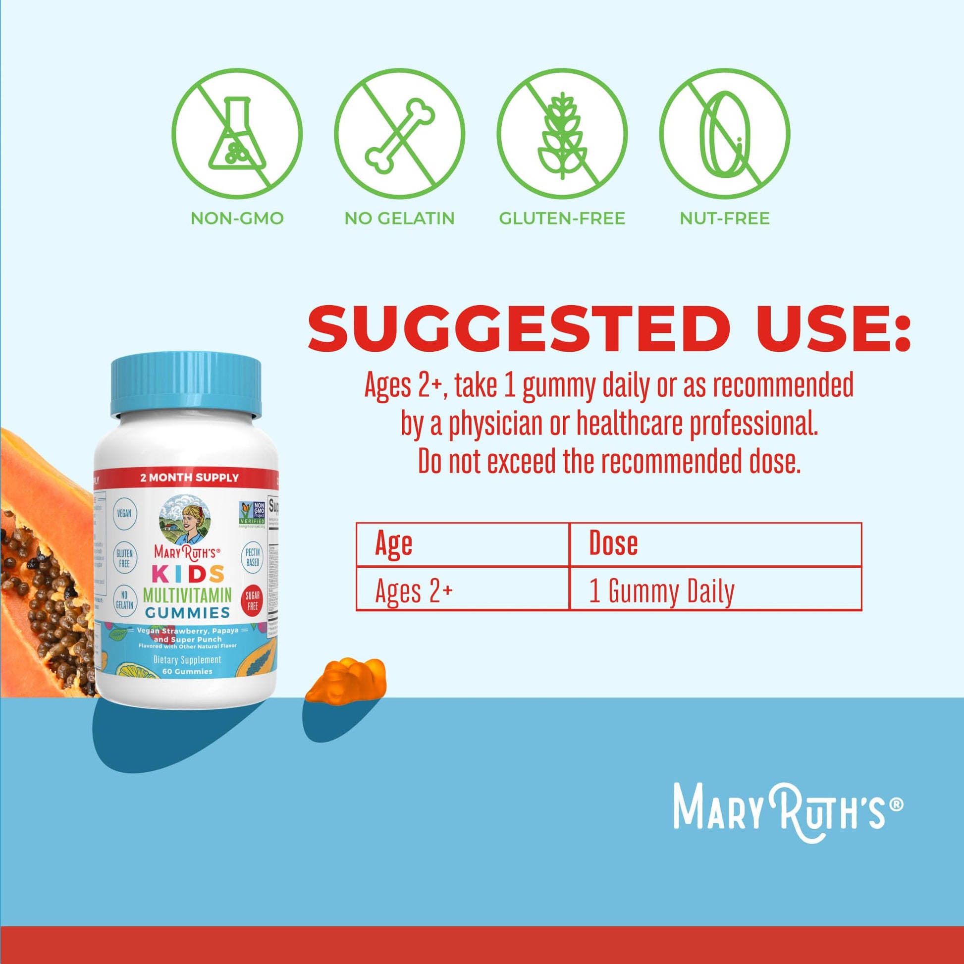Gomitas multivitamínicas para niños MaryRuth Organics sabores