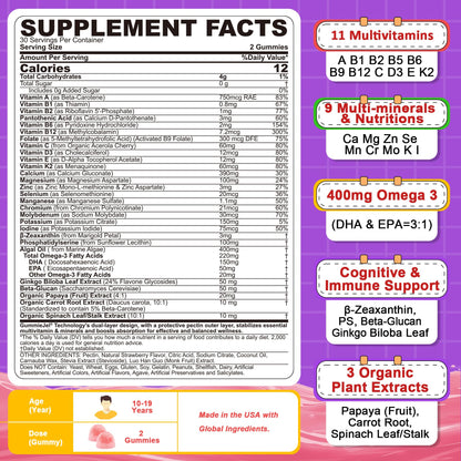 Gomitas de multivitaminas metiladas para salud femenina