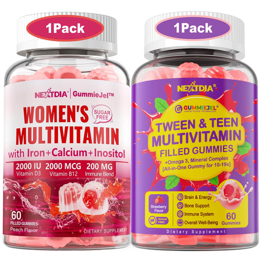 Envase de gomitas multivitamínicas Nextdia para mujeres y adolescentes