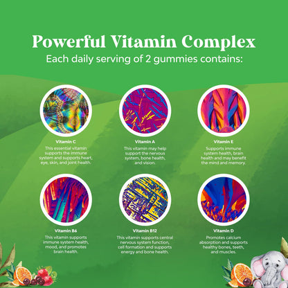 Gomitas de multivitaminas sabor fresa y manzana para niños