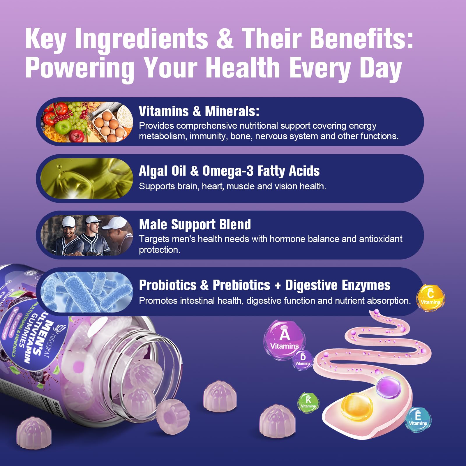 Gomitas multivitamínicas sabor mora apoyo energía