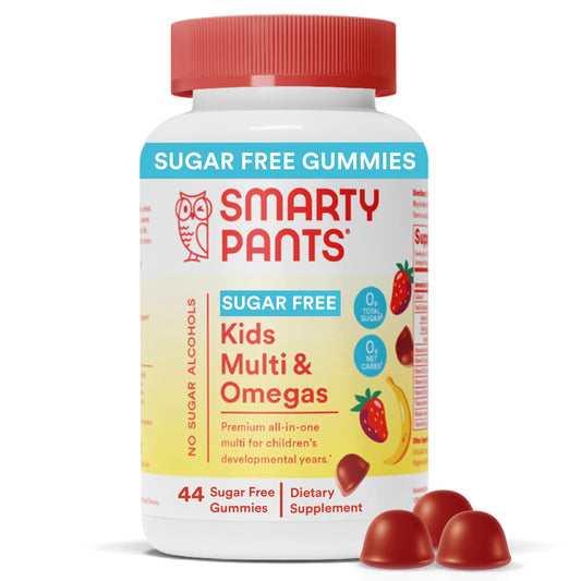 Paquete de gomitas multivitamínicas sin azúcar SmartyPants sabor fresa y plátano