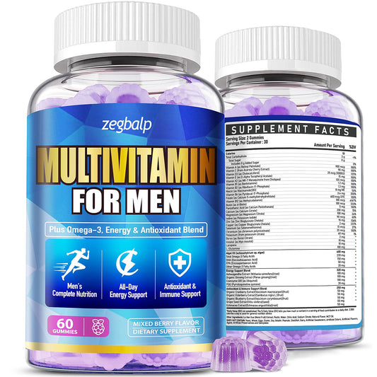 Gomitas multivitamínicas ZEGBALP para hombres sin azúcar sabor frutos rojos