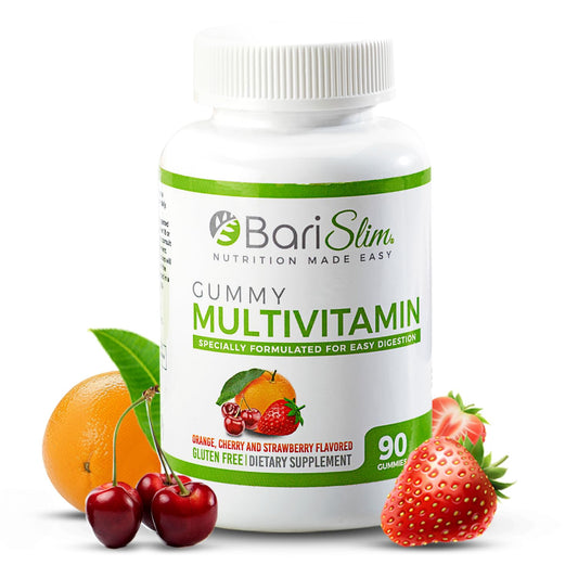 Botella de gomitas multivitamínicas BariSlim con frutas
