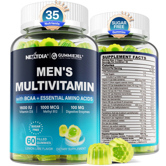 Botellas de gomitas multivitamínicas para hombres con vitaminas esenciales, 60 unidades.