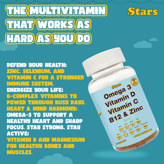 Vista lateral de las gomitas multivitamínicas con vitaminas A y D