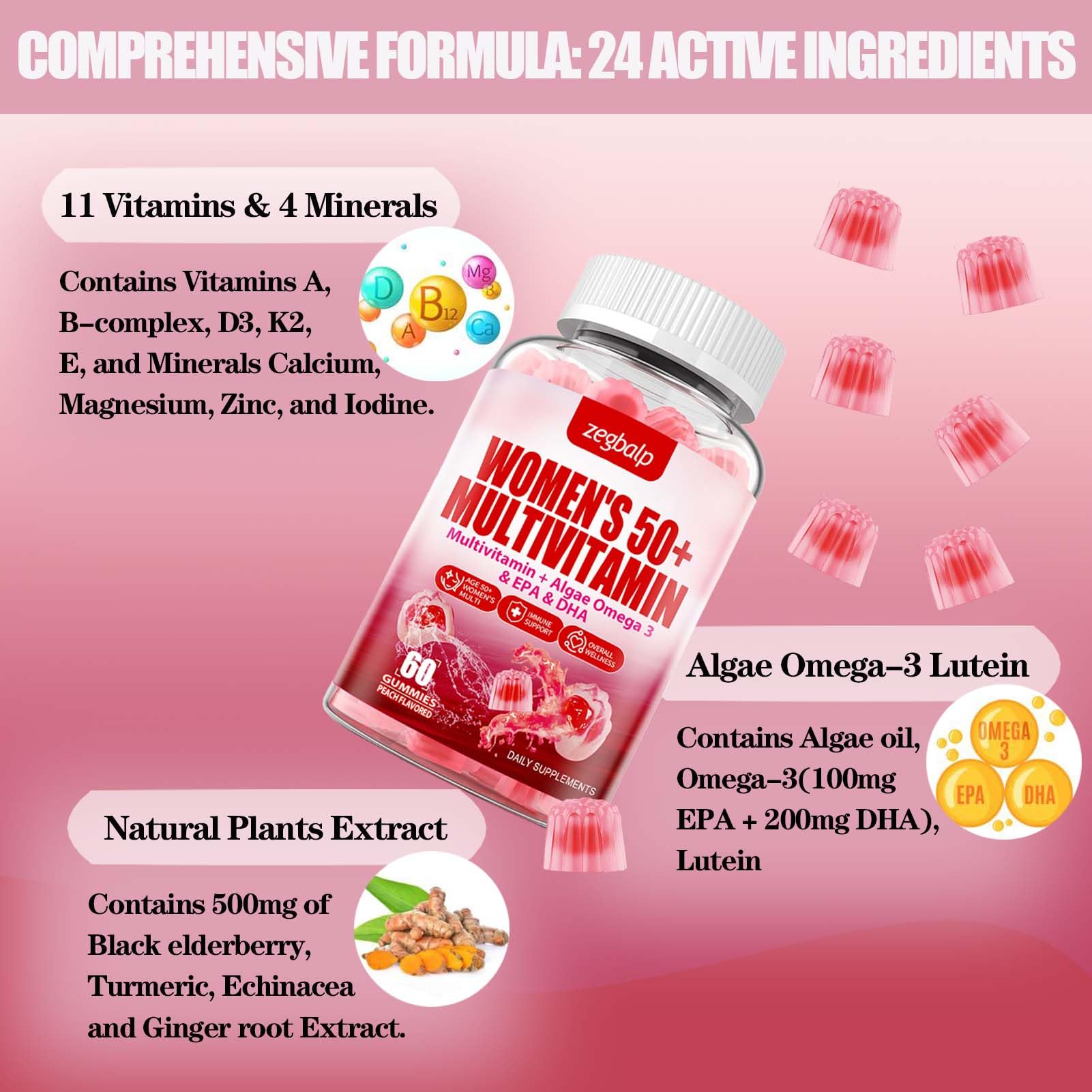 Gomitas multivitamínicas para mujeres maduras - ingredientes esenciales