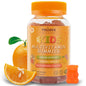 Botella de gomitas multivitamínicas para niños POLLOCK con naranja de fondo