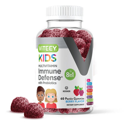 Botella de gomitas multivitamínicas para niños sabor baya