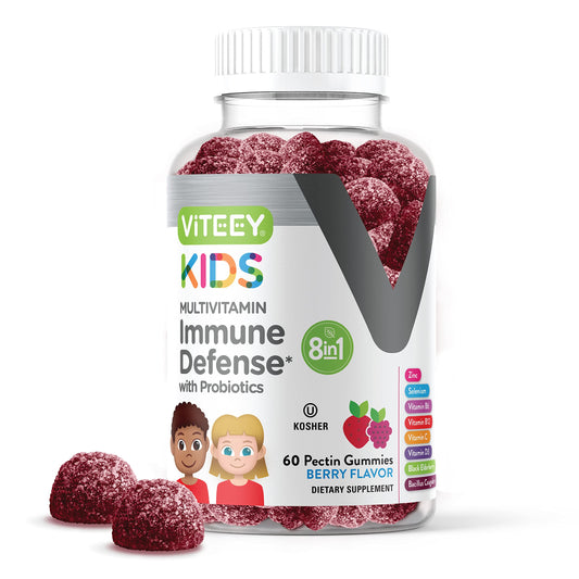 Botella de gomitas multivitamínicas para niños sabor baya