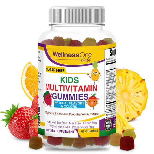 botella de gomitas multivitamínicas niños sin azúcar WellnessOne