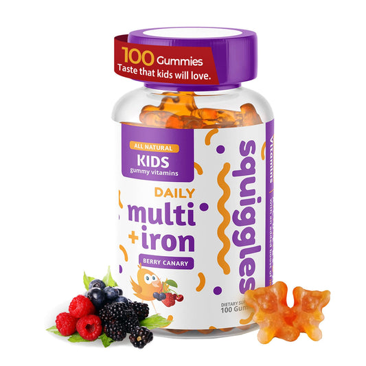 Botella de gomitas multivitamínicas para niños Squiggles con hierro