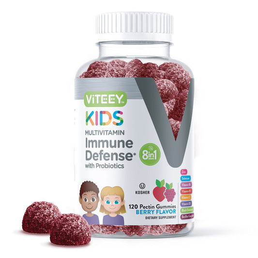 Gomitas multivitamínicas para niños Viteey con probióticos 8 en 1 en sabor bayas