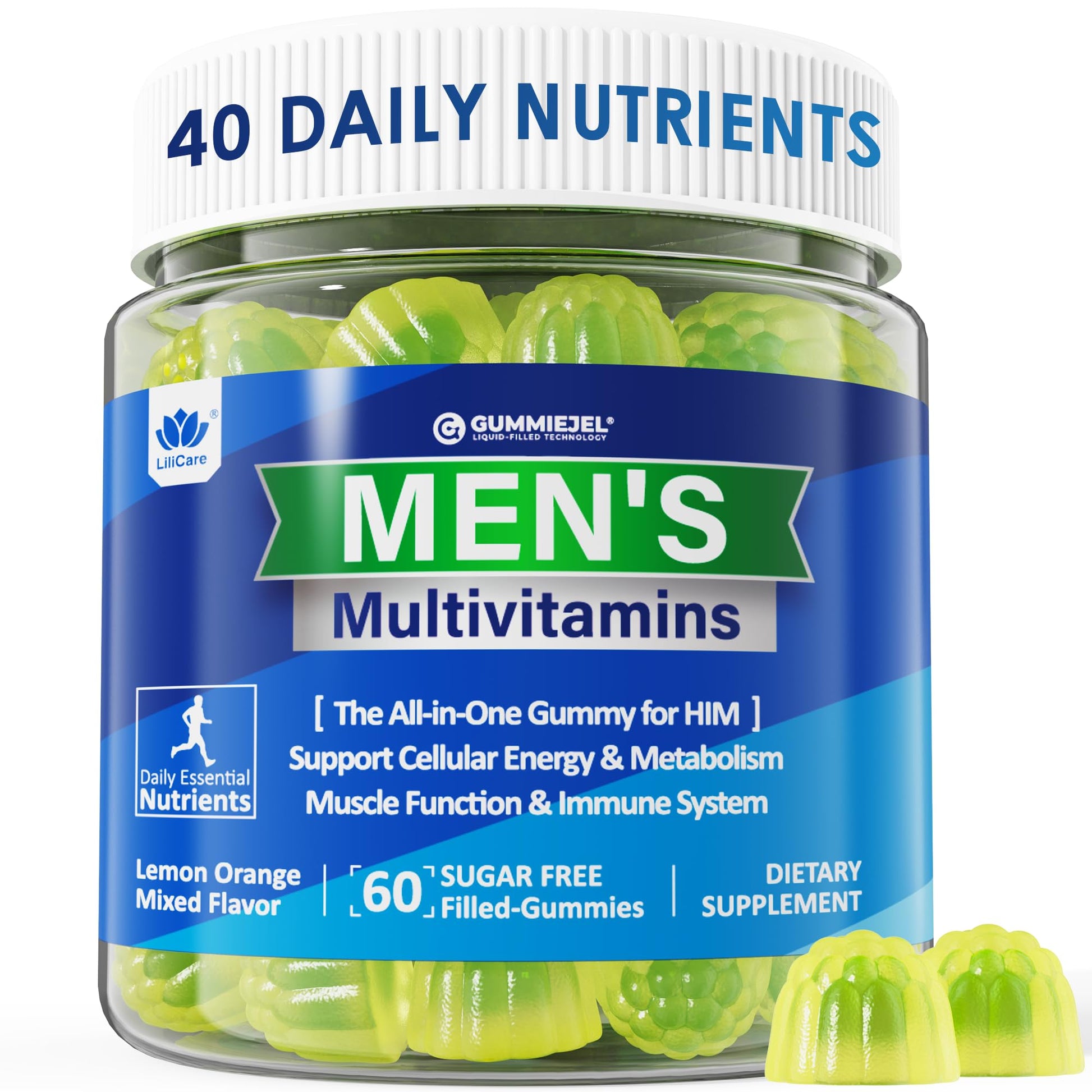 Frasco de gomitas multivitamínicas para hombres