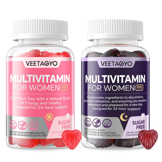 Gomitas multivitamínicas para mujeres AM y PM sin melatonina.