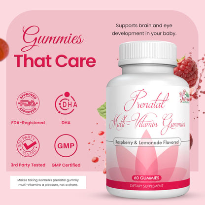 Gomitas multivitamínicas prenatales blandas sabor frambuesa