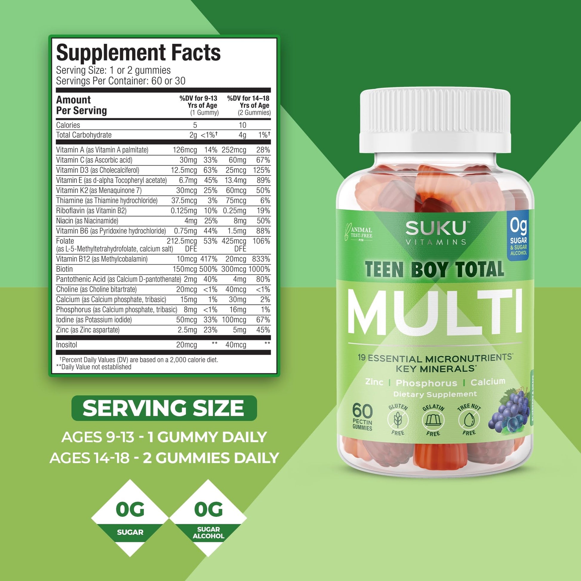 Gomitas multivitamínicas para adolescentes sin azúcar