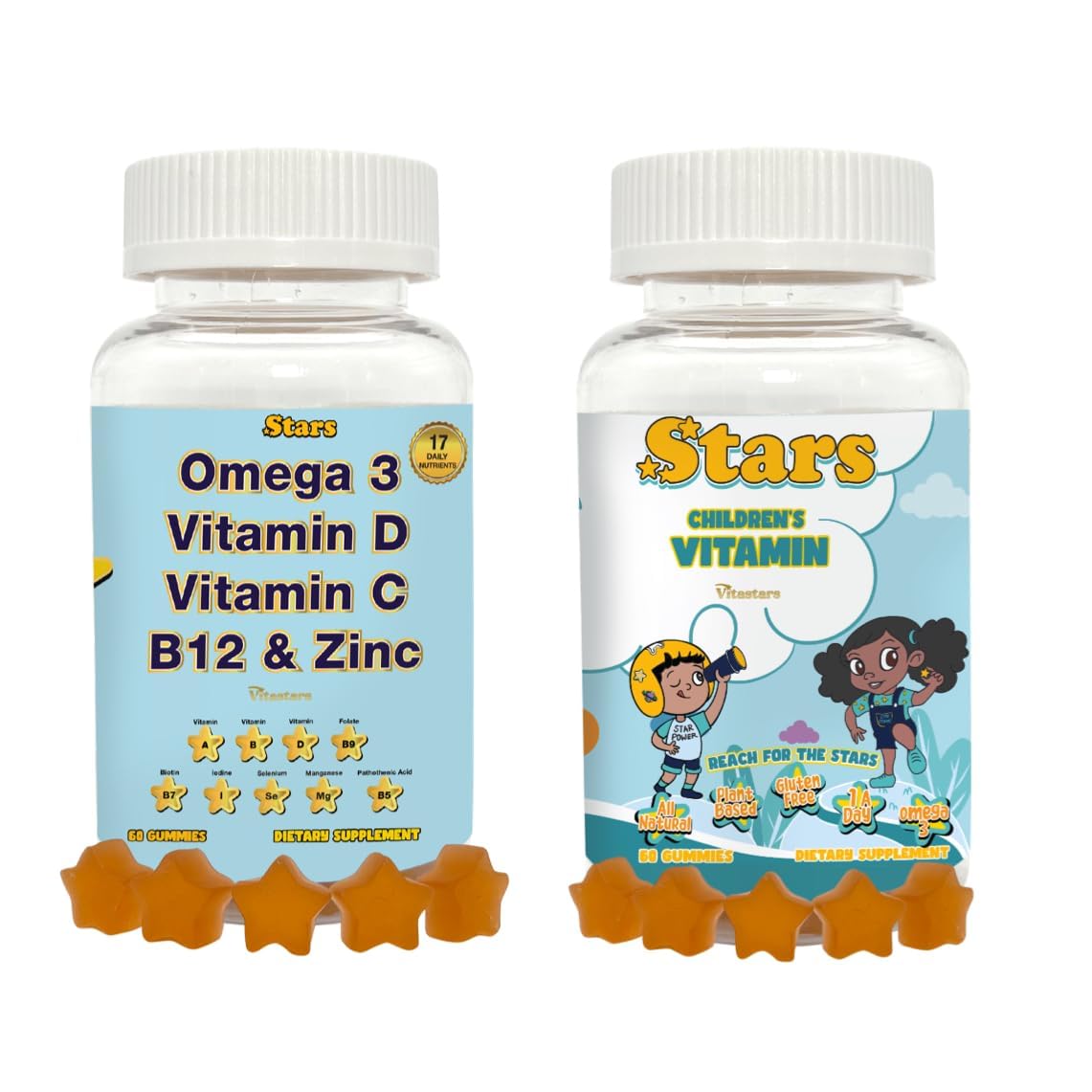 Gomitas multivitamínicas Stars para adultos y niños