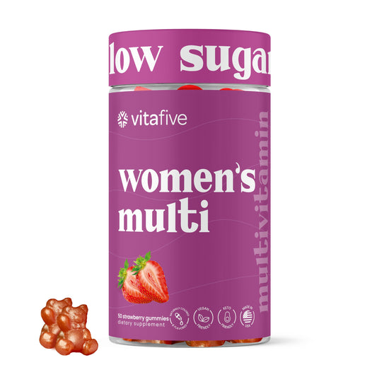 Gomitas multivitamínicas vitafive para mujeres, bajo en azúcar