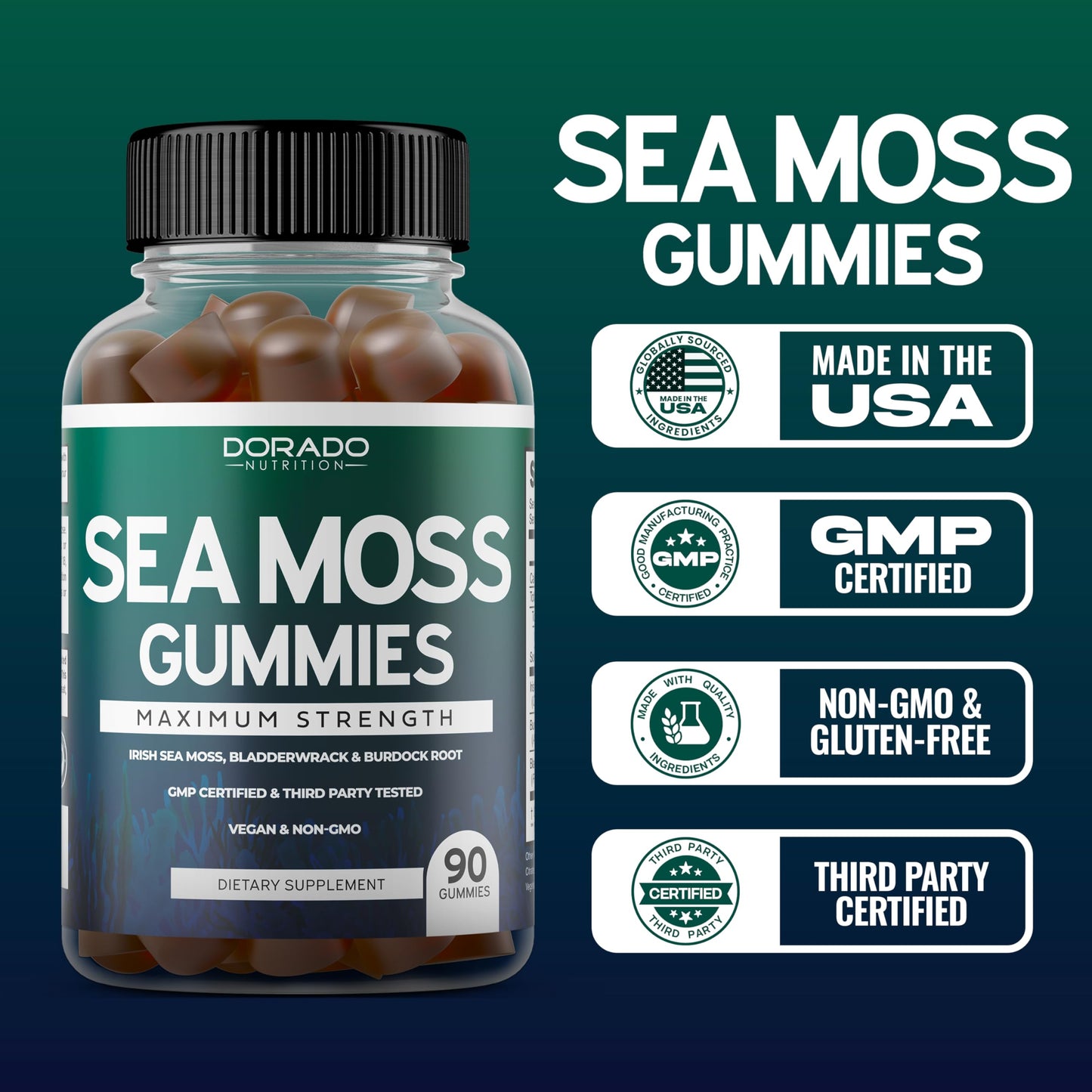 Gomitas de musgo marino hechas en USA con certificaciones