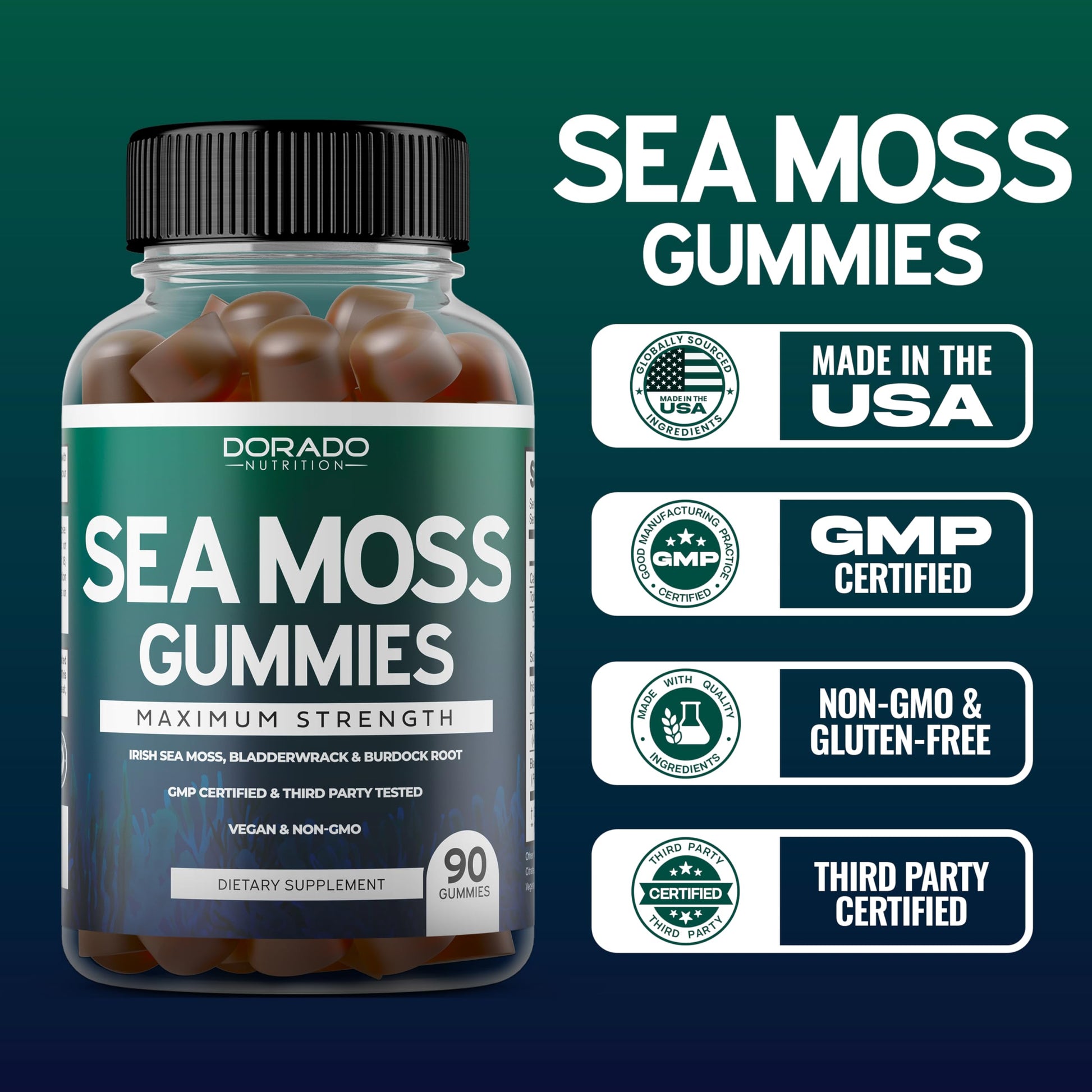 Gomitas de musgo marino hechas en USA con certificaciones