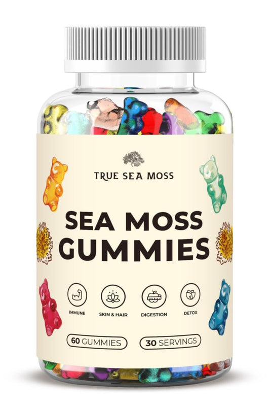 Gomitas de musgo marino irlandés de TrueSeaMoss en frasco