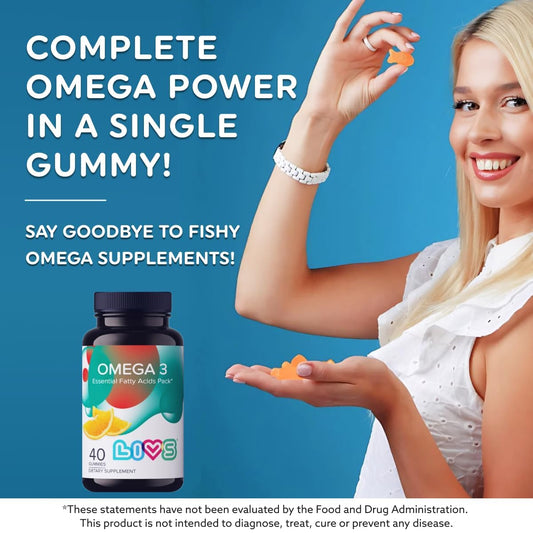 Gomitas naranjas LIVS Omega 3 masticables para salud