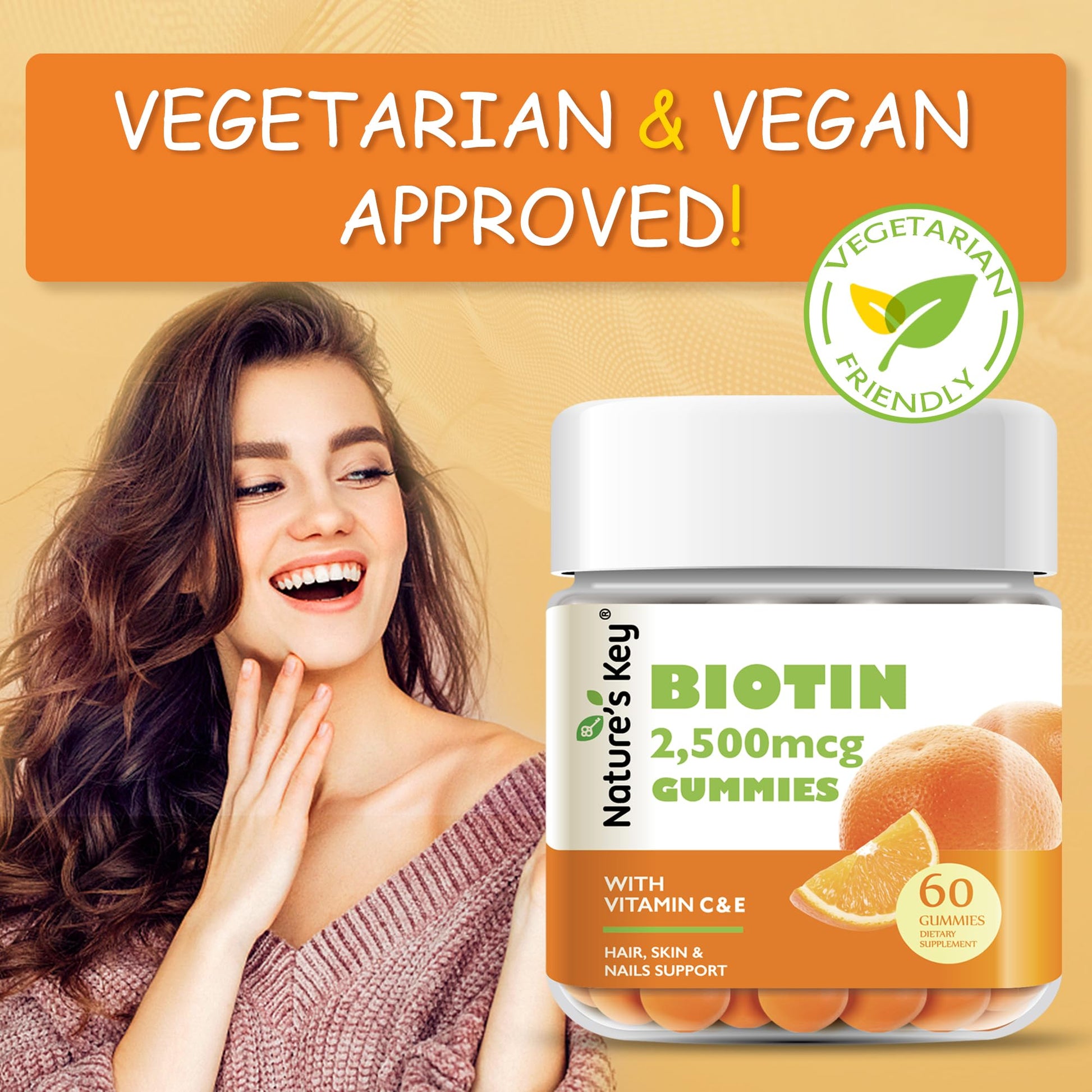 Gomitas Nature's Key sabor naranja para cabello y piel