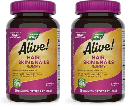 Gomitas Nature's Way Alive cabello piel uñas biotina colágeno