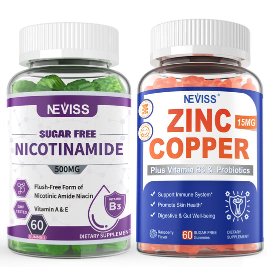 Gomitas NEVISS nicotinamida 500mg zinc y cobre suplemento