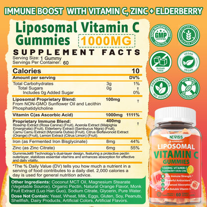 Gomitas NEVISS vitamina C liposomal sin azúcar
