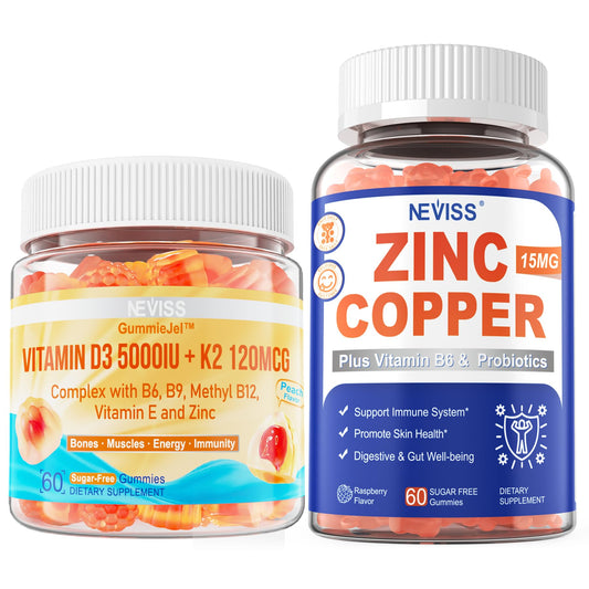 Gomitas neviss vitamina d3 k2 zinc cobre sabor durazno veganas