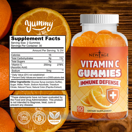 Gomitas New Age vitamina c naranja sin gluten paquete