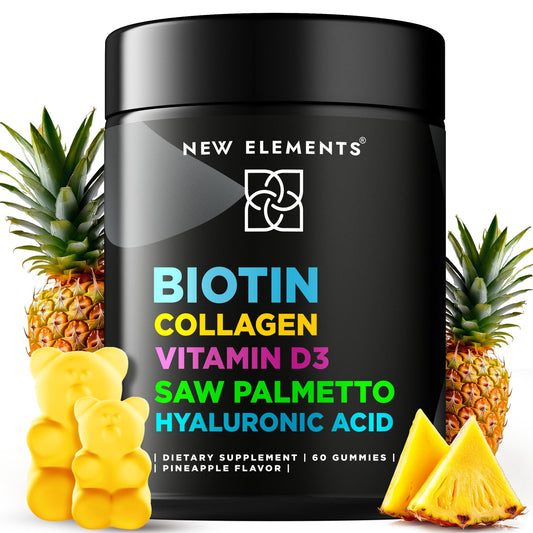 Paquete de gomitas New Elements biotina colágeno 60 piezas