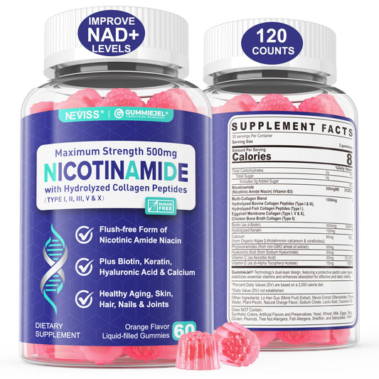Gomitas Nicotinamida NEVISS 500mg paquete doble 120 unidades