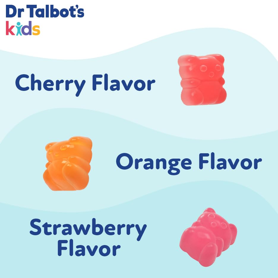 Gomitas para niños Dr. Talbot's sabores fresa cereza naranja paquete